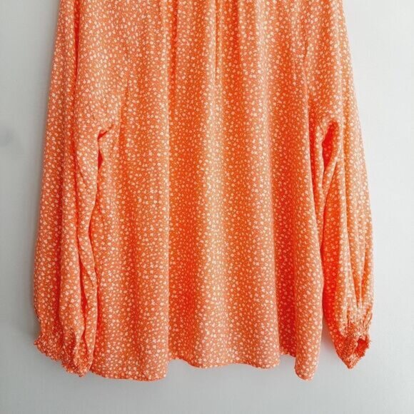 OLD NAVY Long Sleeve Light Flowy Pink Ditsy Floral Blouse Sz XL - Picture 10 of 13